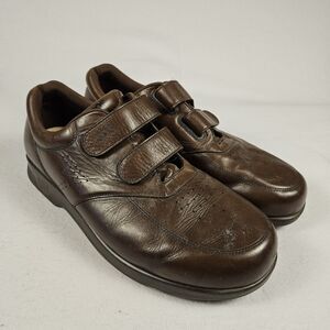 SAS VTO EZ Strap Leather Walking Shoe Mens 12.5E WIDE Brown Hook & Loop Diabetic